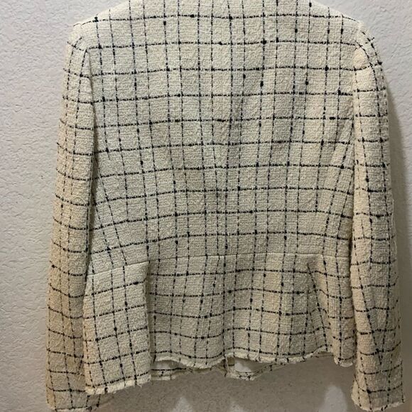 REBECCA TAYLOR Textured Plaid Cotton-Blend Jacket size 10 - Picture 5 of 9